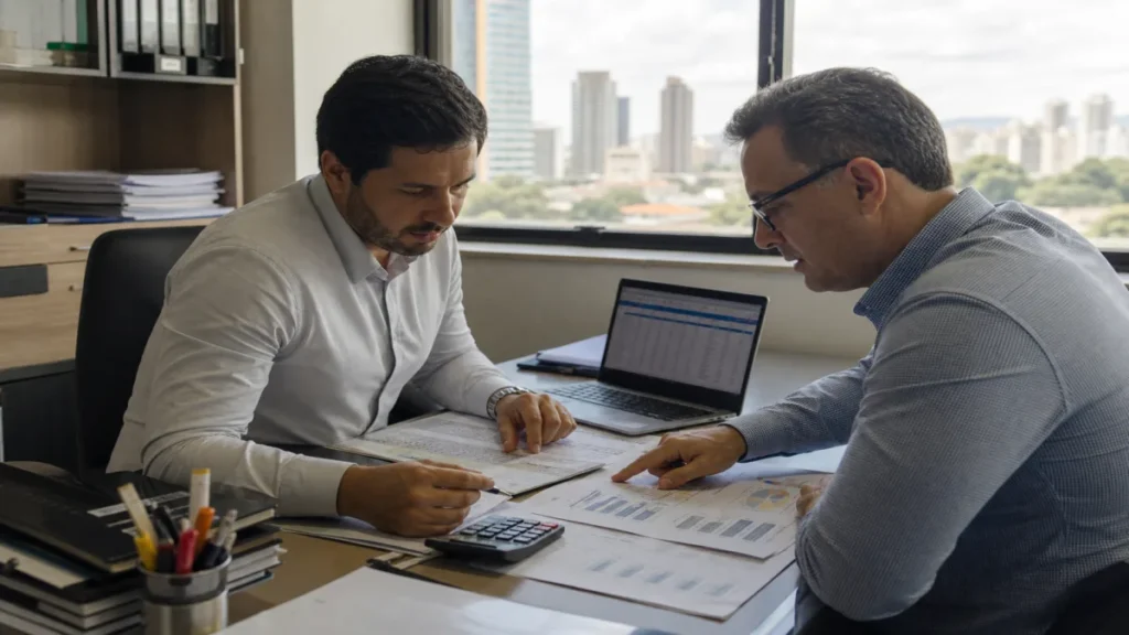 Especialista revisando documentos de onde costumam surgir créditos ou pagamentos indevidos relacionados à gestão de.