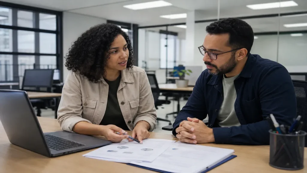 Equipe discutindo passo a passo da abertura de empresa do registro ao cnpj como parte da estratégia de abertura de.
