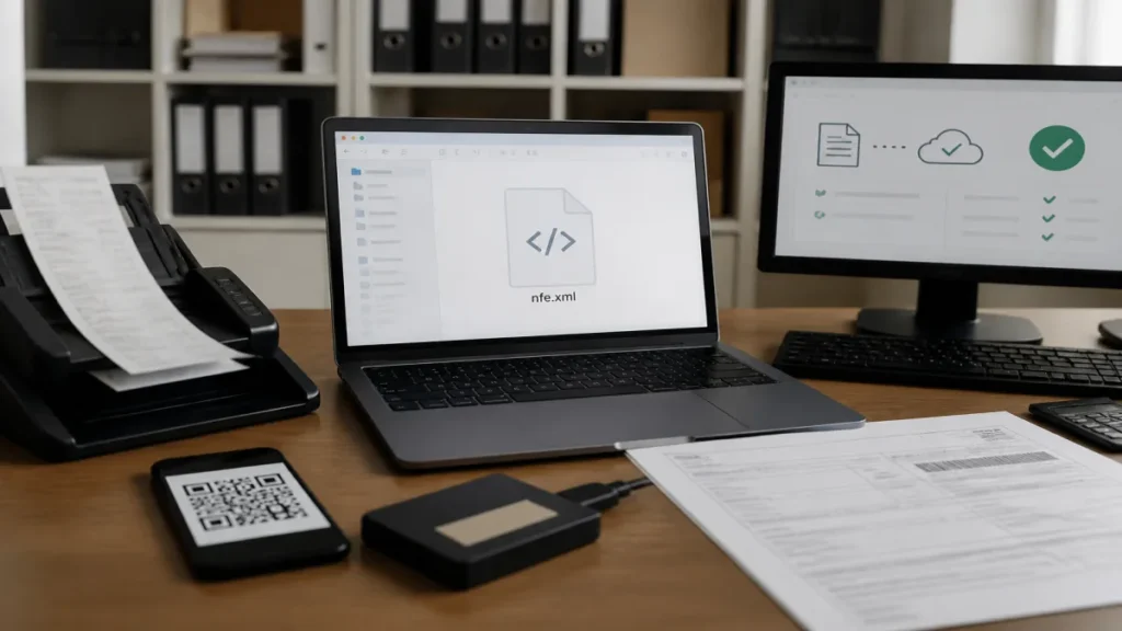 Momento de por que o xml e a consulta do status da nfe dão mais controle durante atividade de nota fiscal eletrônica.
